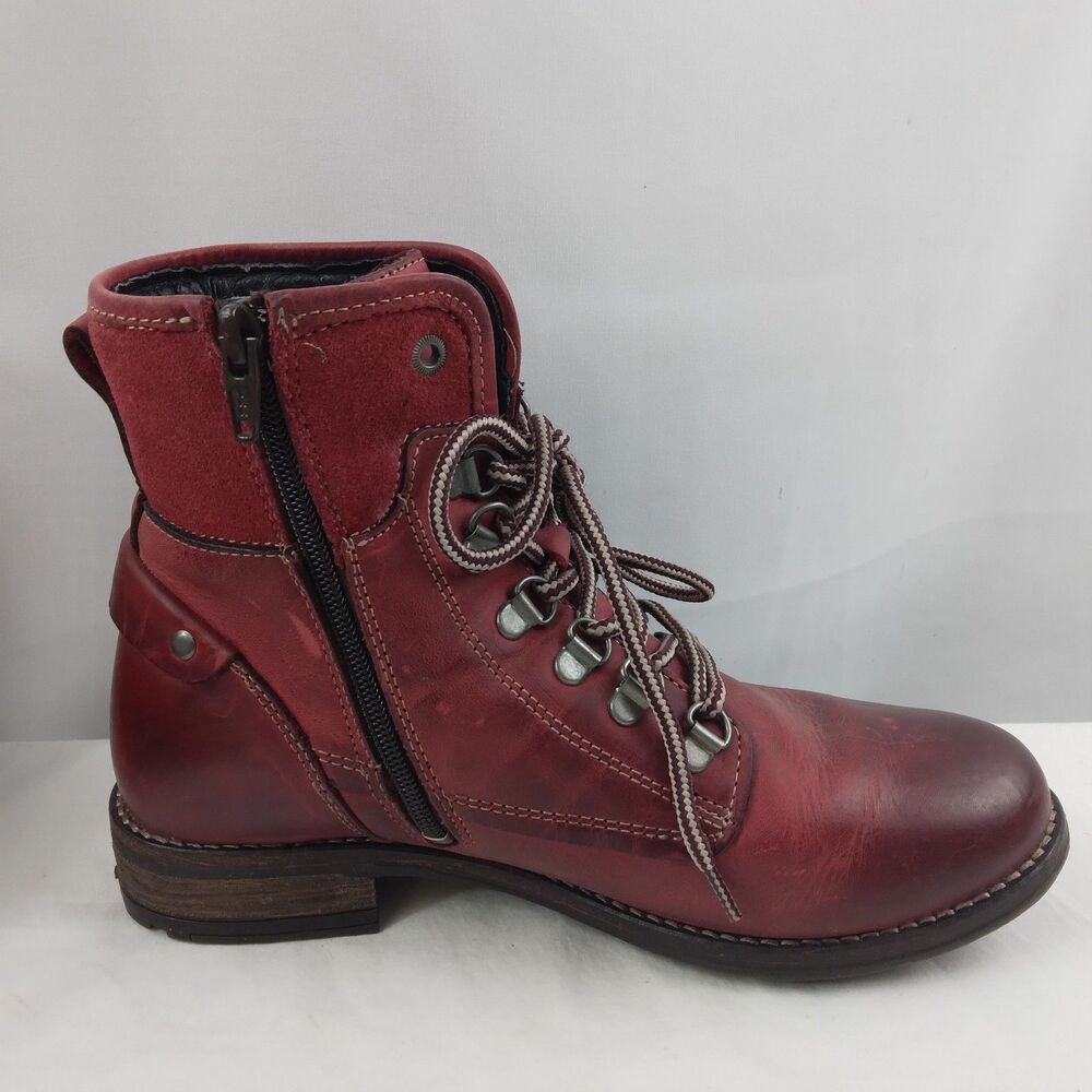 Taos Ringer Red Leather Lace Up Ankle Boots Boho Lagenlook Womens US 7-7.5 EU 38 - Picture 9 of 15